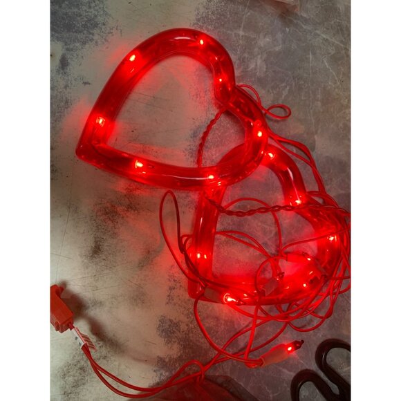 Red Heart-Shaped LED String Lights Love Valentines Missing one Heart Shell - Picture 2 of 2